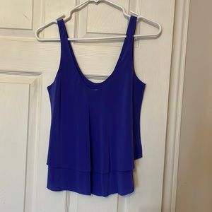 T. Babaton Blue Silk Tiered Tank top